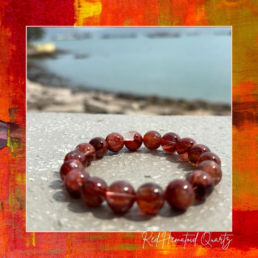紅膠花 Red Hematoid Quartz Bracelet (10mm)