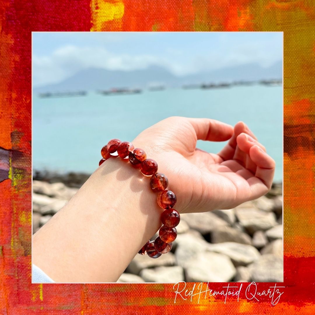 紅膠花 Red Hematoid Quartz Bracelet (10mm)